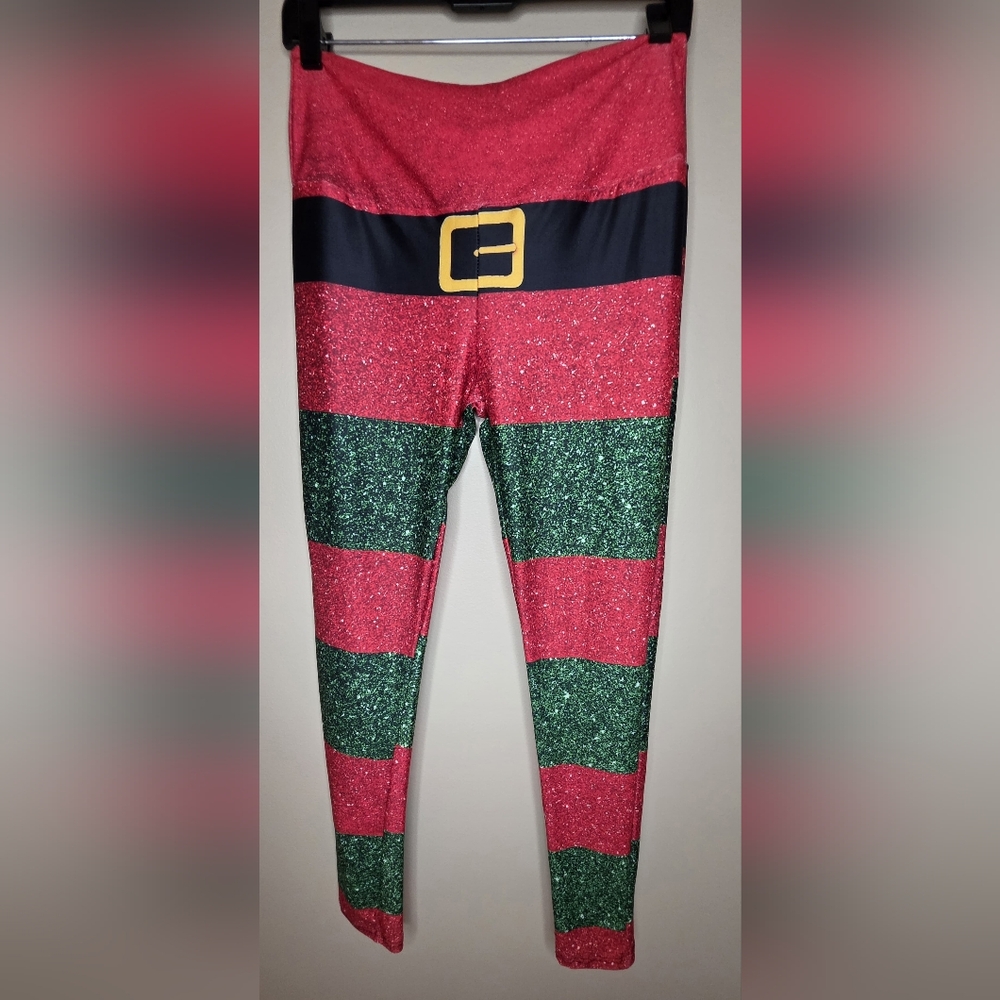 Temu Women's Christmas Leggings Size Small Red Green Stretchy